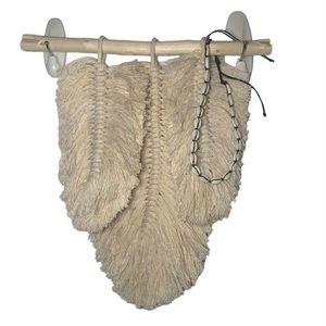 Sold - Three Feathers Macrame with Cowrie Shell Choker